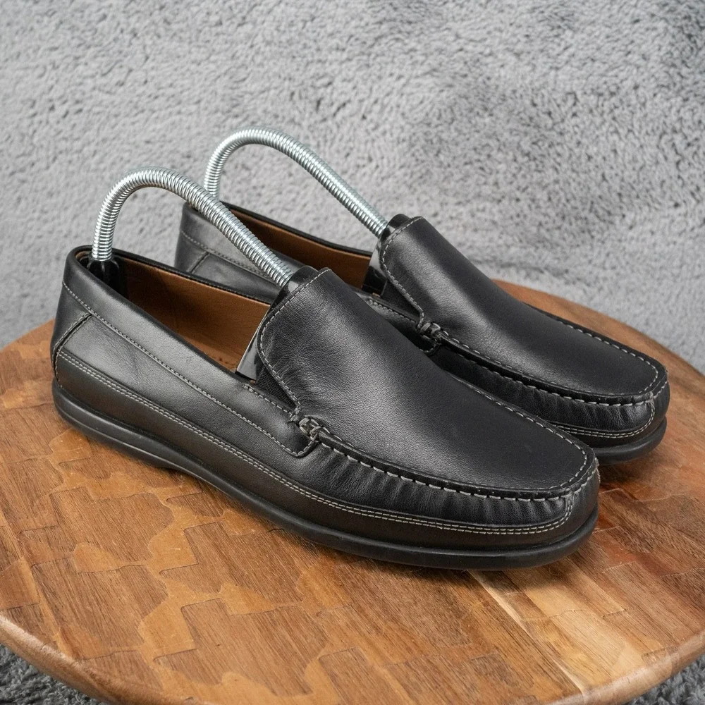 Johnston & Murphy Boy's 7 M Locklin Venetian Black Leather Loafers 28-3981